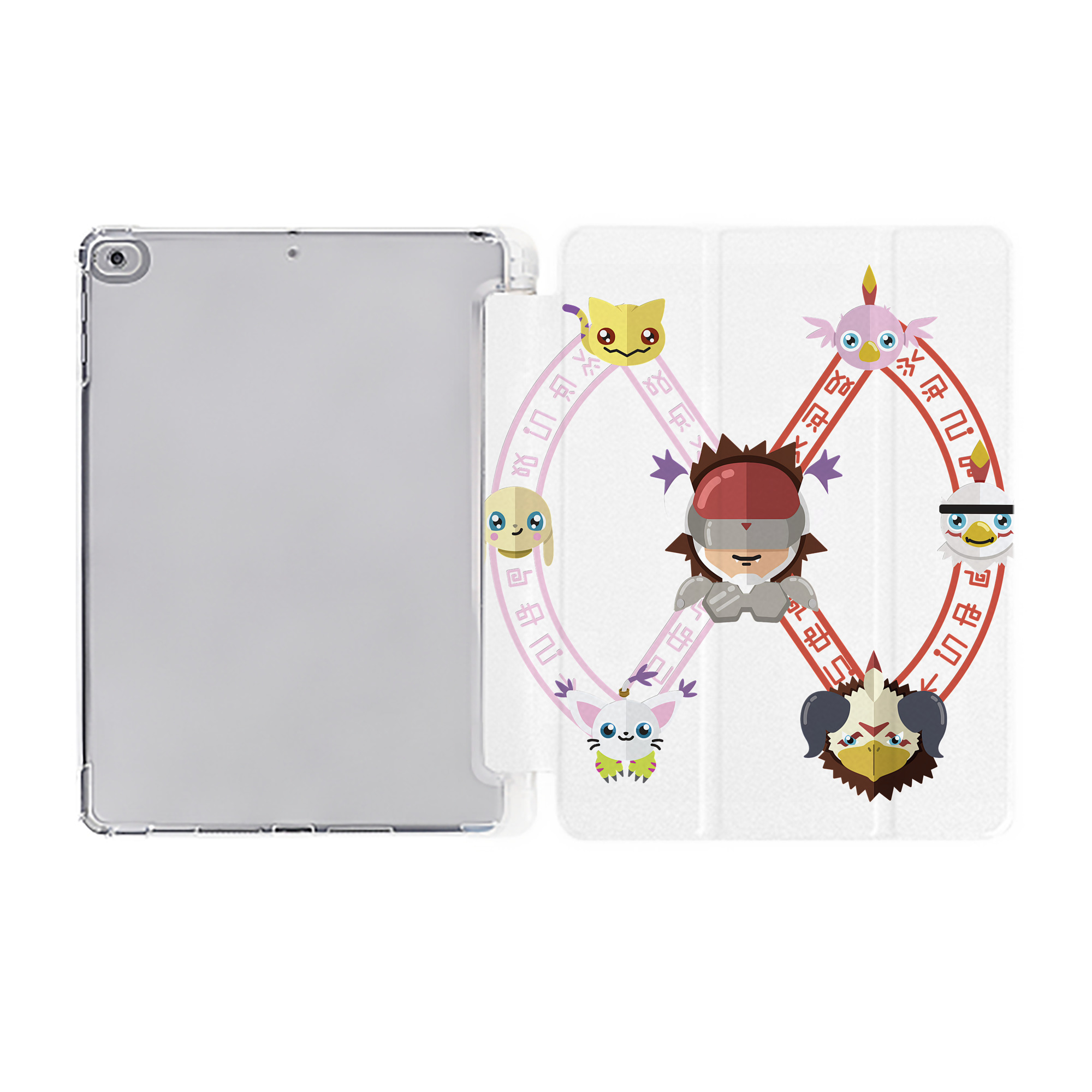 （画像用） Digimon デジタルモンスター/デジモン IPad ケース ペン収納付き 三つ折りスタンド PUレザー×シリコン 対応機種9.5/10.5/10.9インチ